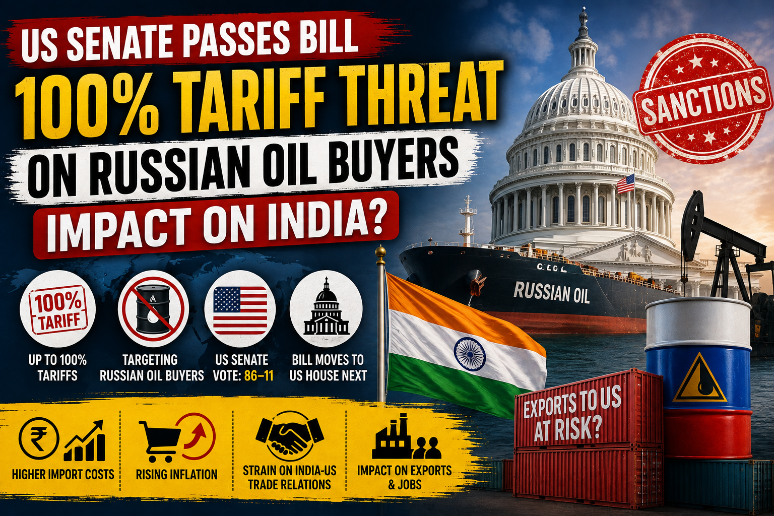 US Senate Passes Russia Sanctions Bill: Could 100% Tariffs