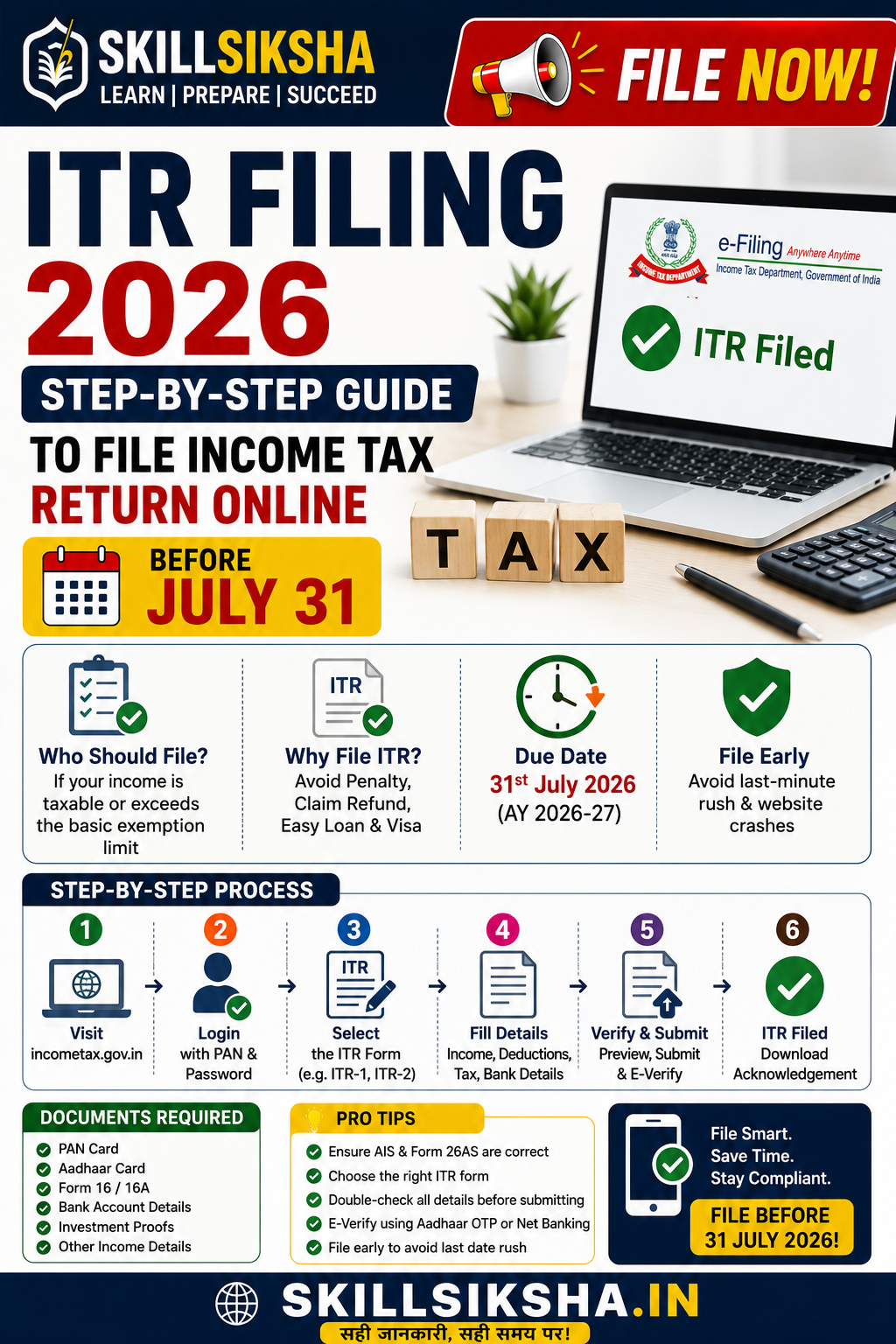 ITR Filing 2026: Step-by-Step Guide to File Income Tax Return Online Before July 31