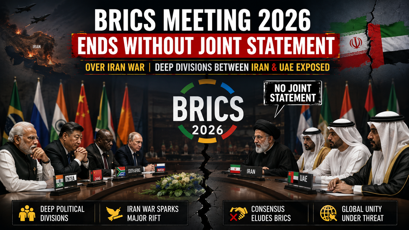 BRICS Meeting 2026 Ends Without Joint Statement Over Iran War | Deep Divisions Between Iran & UAE Exposed