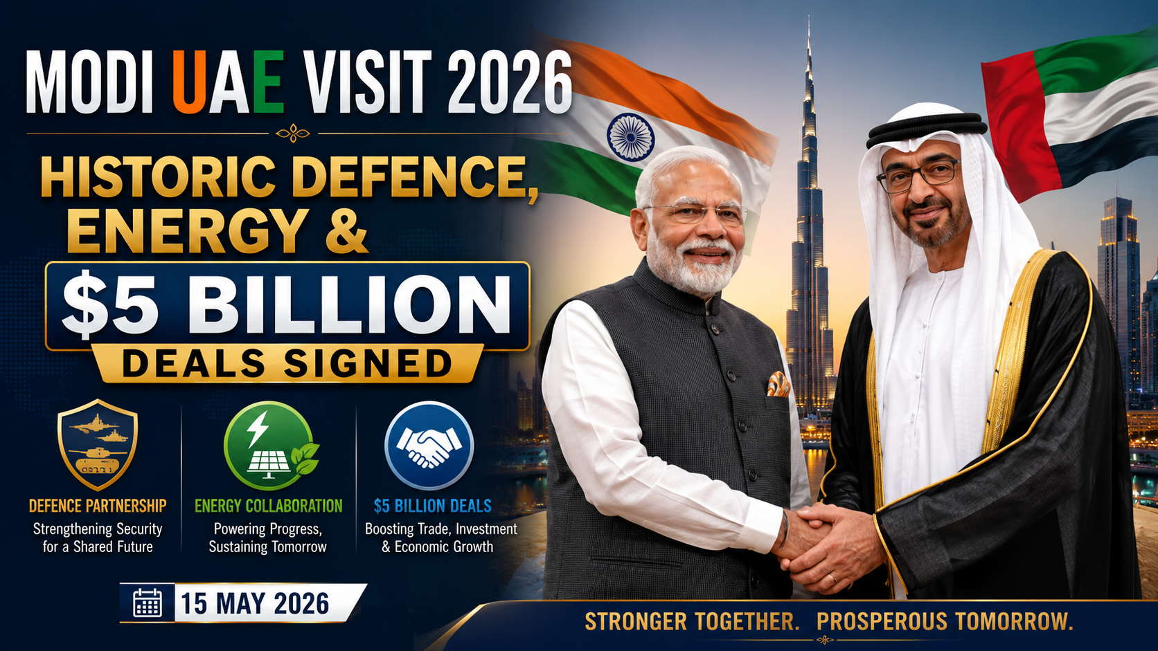 Modi UAE Visit 2026: Historic Defence, Energy & $5 Billion Deals Signed on 15 May