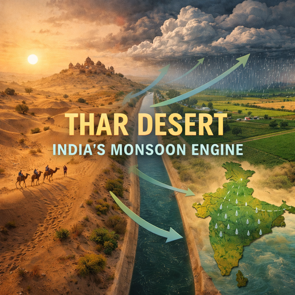 थार रेगिस्तान भारत की मानसून बारिश का इंजन है