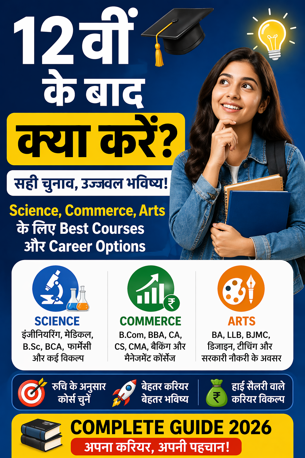 12वीं के बाद क्या करें? Science, Commerce, Arts के लिए Best Courses और Career Options 2026