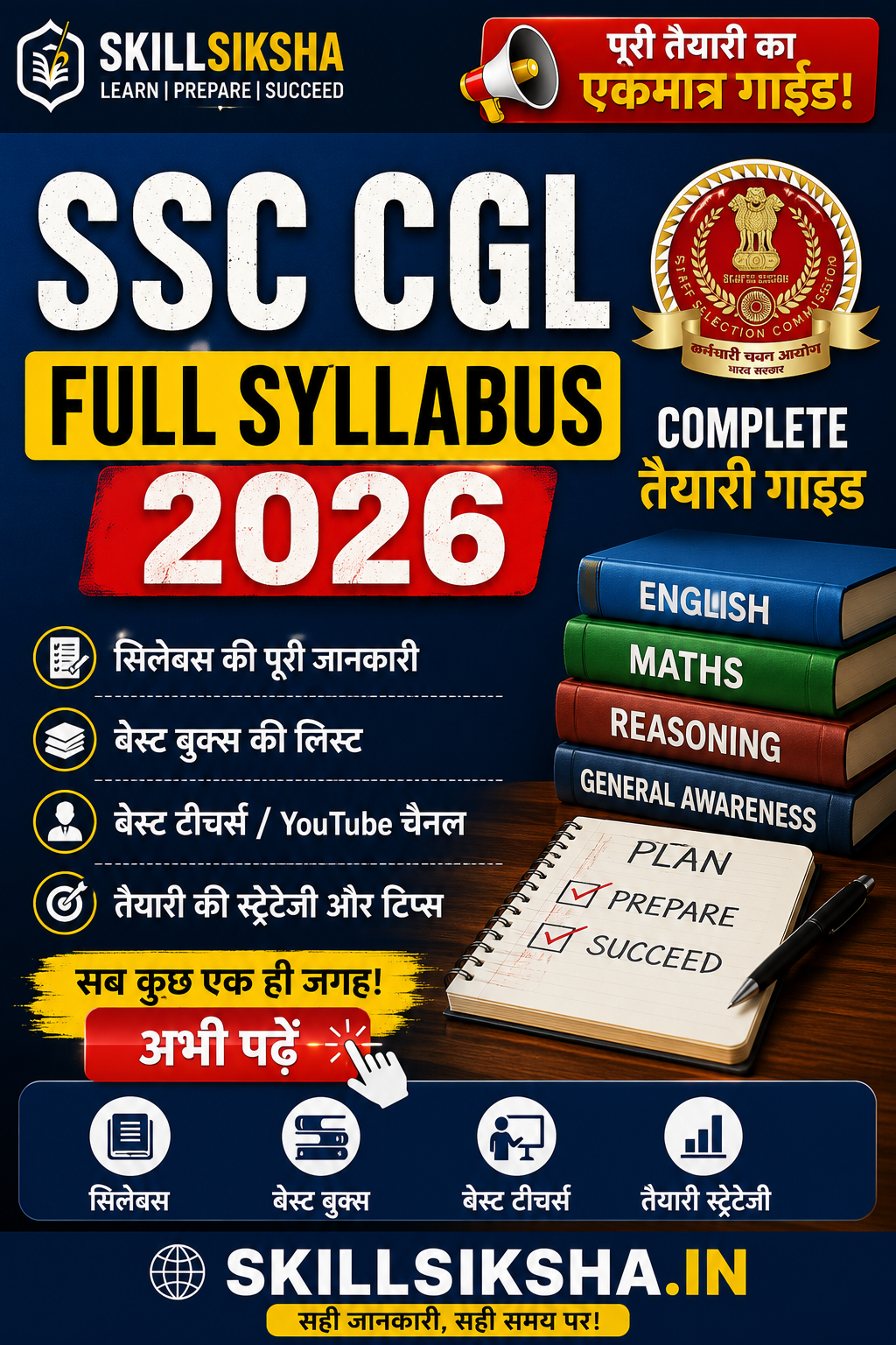 SSC CGL Full Syllabus 2026: Exam Pattern, Books, Teachers &