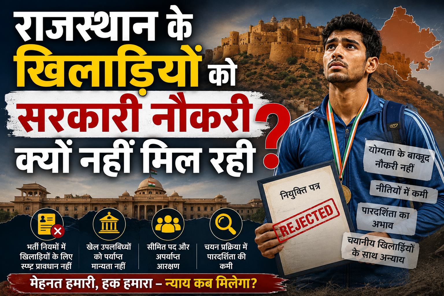 राजस्थान के खिलाड़ियों को सरकारी नौकरी क्यों नहीं मिल रही