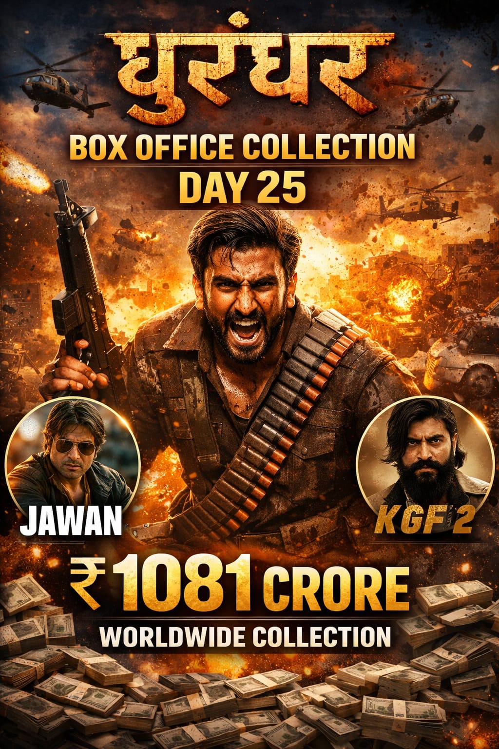 Dhurandhar Box Office Collection Day 25: रणवीर सिंह की फिल्म ने छुए ₹1081 करोड़, Jawan–KGF 2 पर नजर