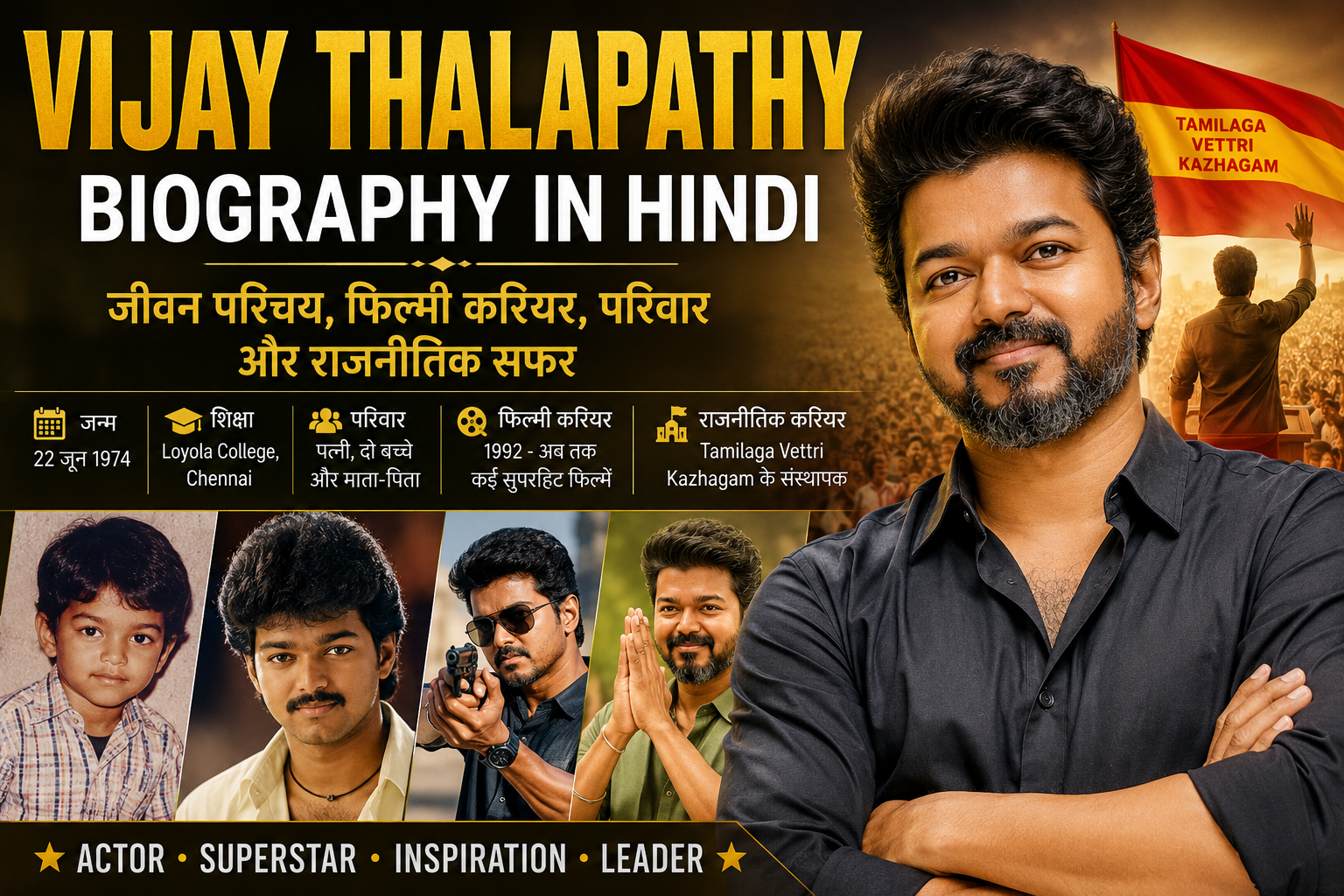 Vijay Thalapathy Biography in Hindi – जीवन परिचय, फिल्मी करियर, परिवार और राजनीतिक सफर