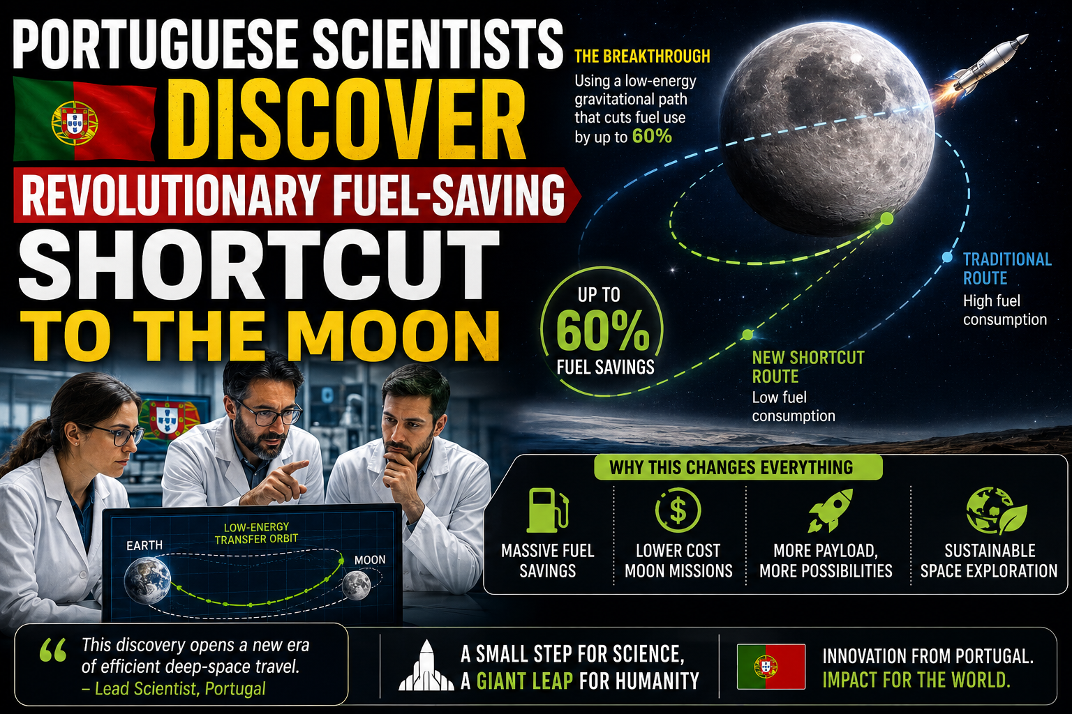 Portuguese Scientists Discover Revolutionary Fuel-Saving Shortcut to the Moon
