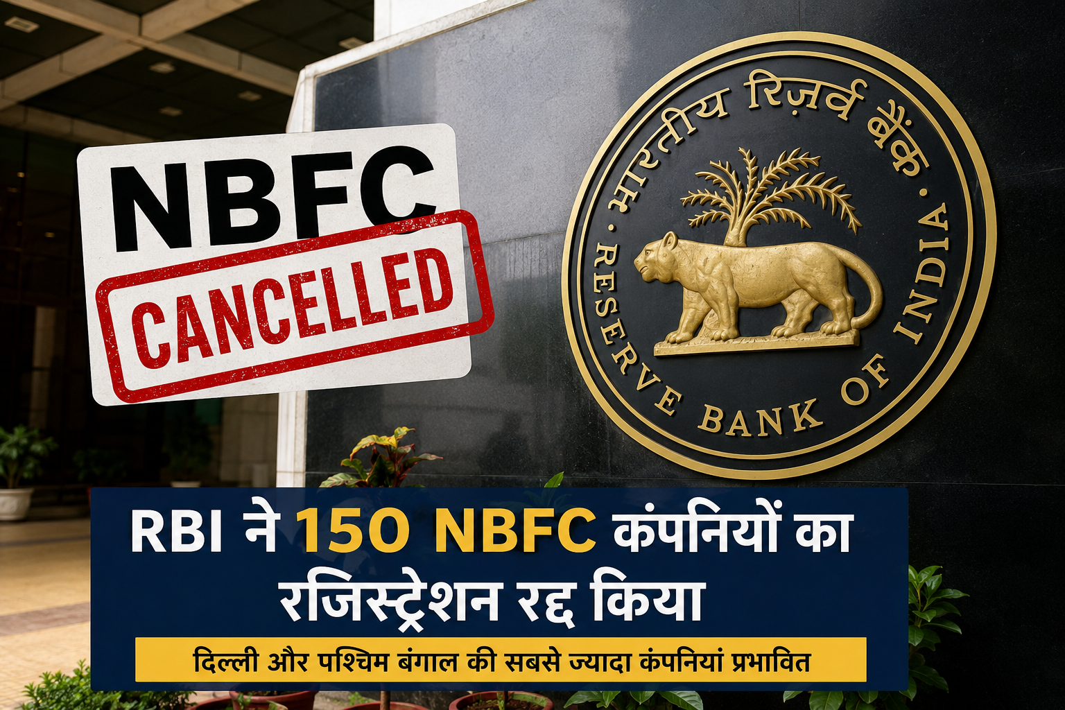 RBI Cancels 150 NBFC Companies Registration 2026