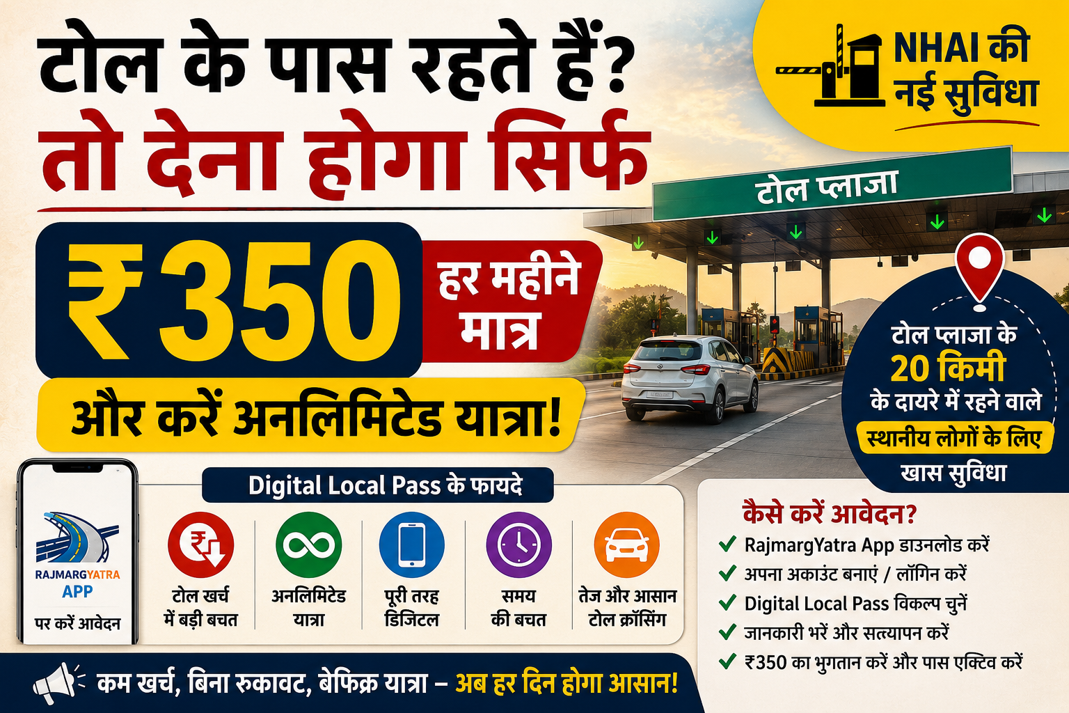 NHAI Digital Local Pass ₹350 Toll: Eligibility & Benefits
