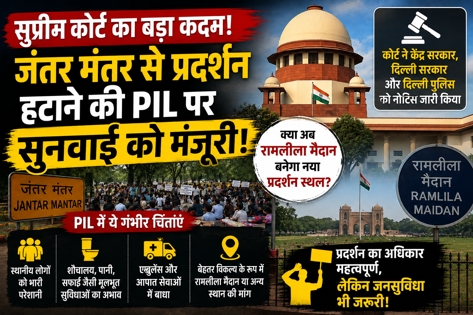 Supreme Court Hear PIL Shifting Jantar Mantar Protest Site