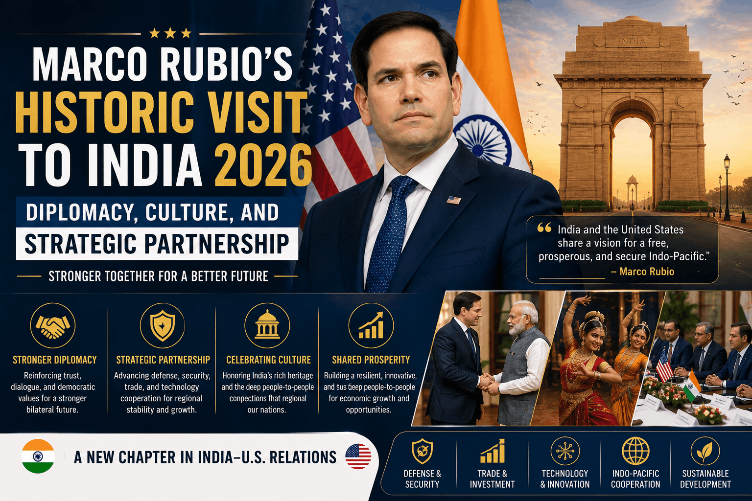 Marco Rubio’s Historic Visit to India 2026: Diplomacy, Culture, and Strategic Partnership
