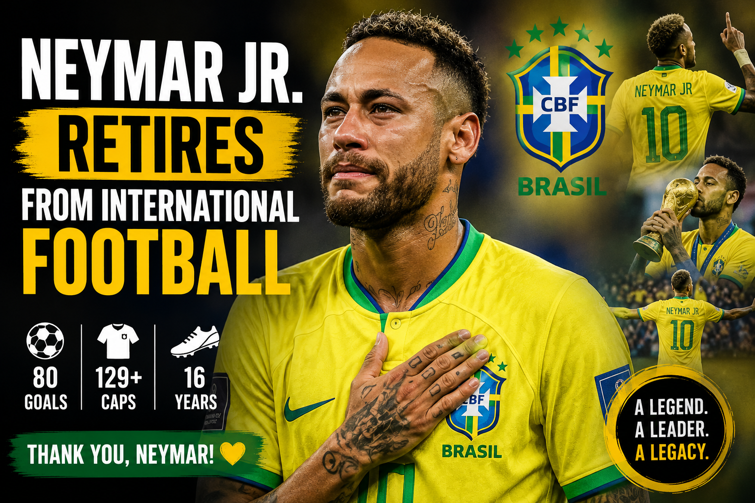 End of an Era: Neymar Officially Retires from Brazil