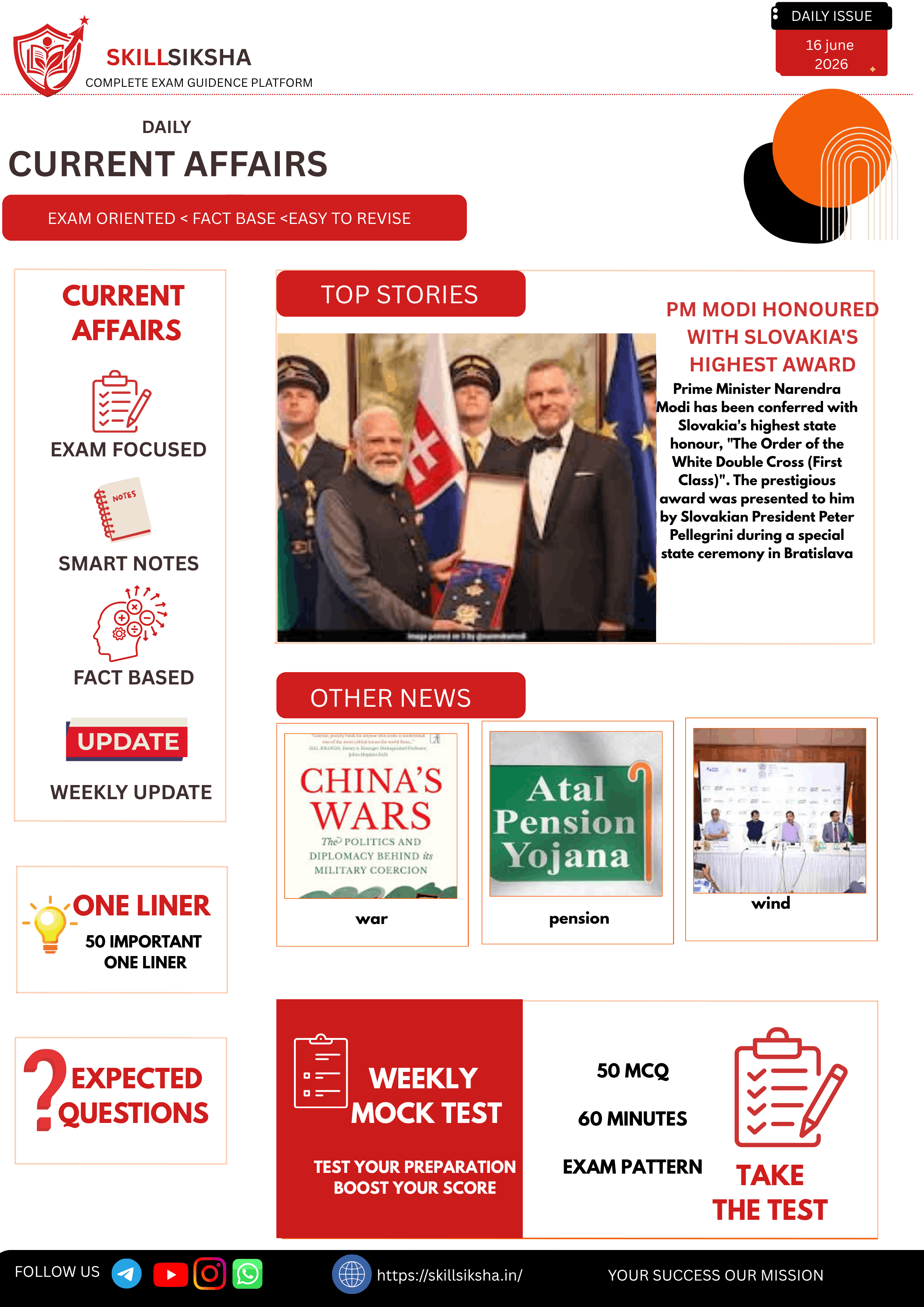 16 june 2026 current affairs magazine daily addition