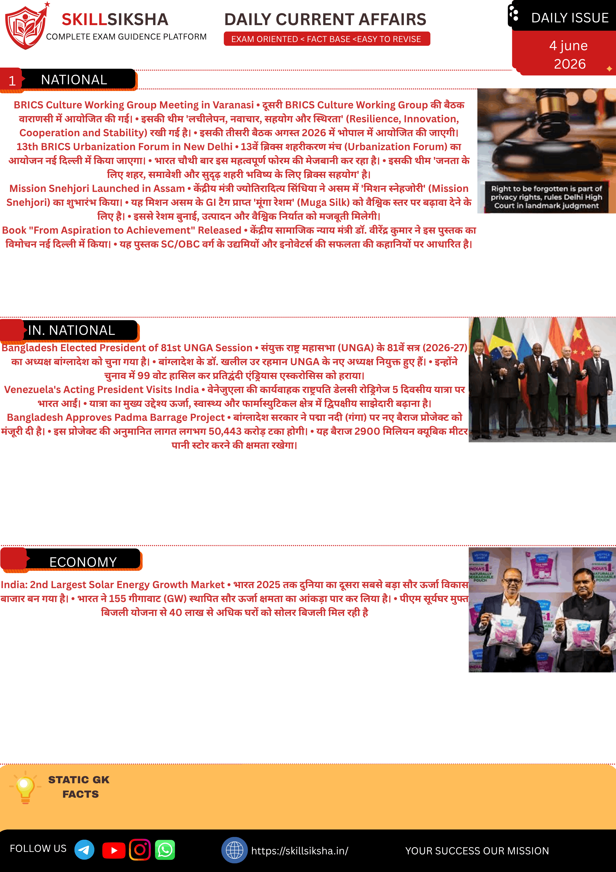 4 june current affairs magazine daily addition