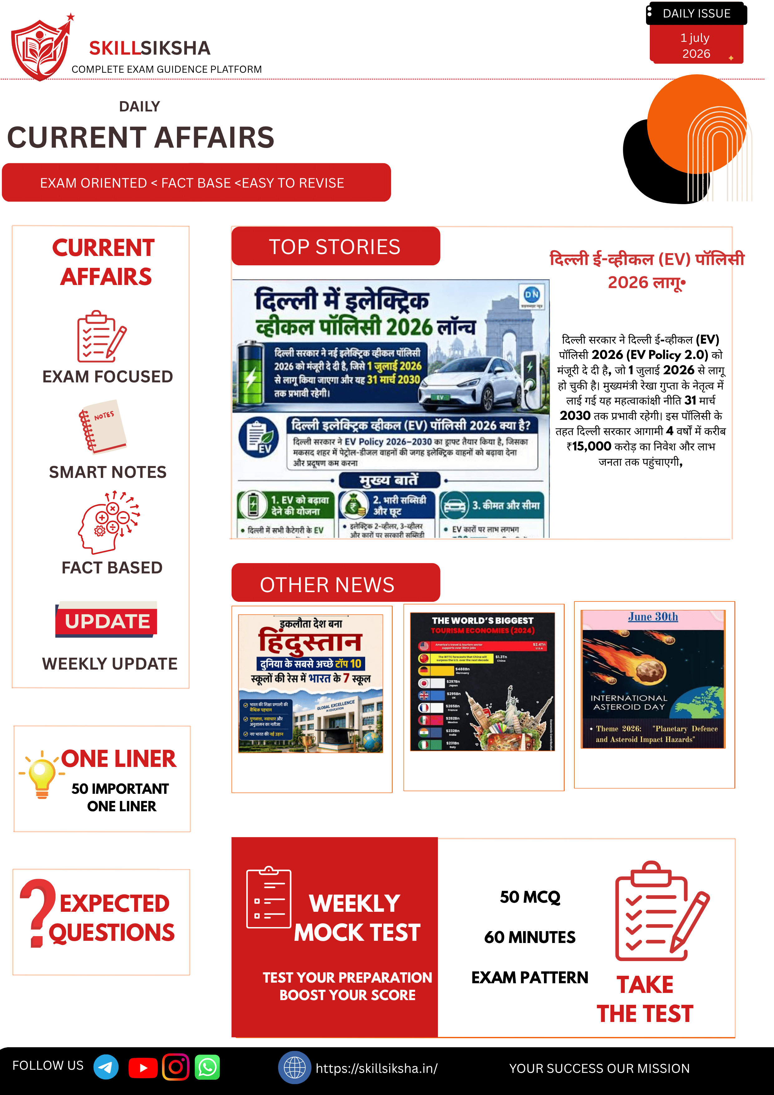 1 july 2026 current affairs daily addition