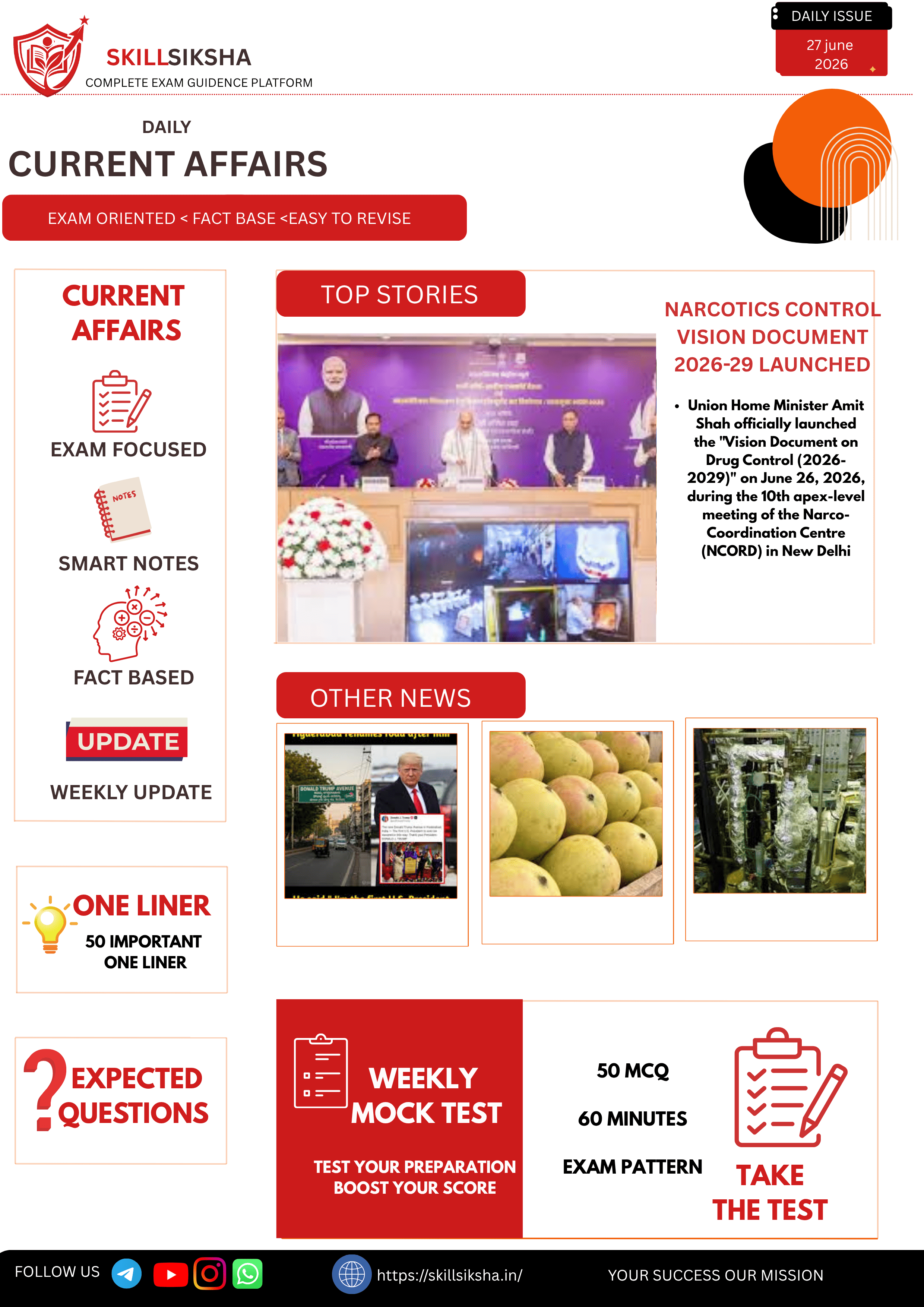 29 june 2026 Daily Current Affairs Magazine 2026 | Skillsiksha | Hindi | FREE PDF Download