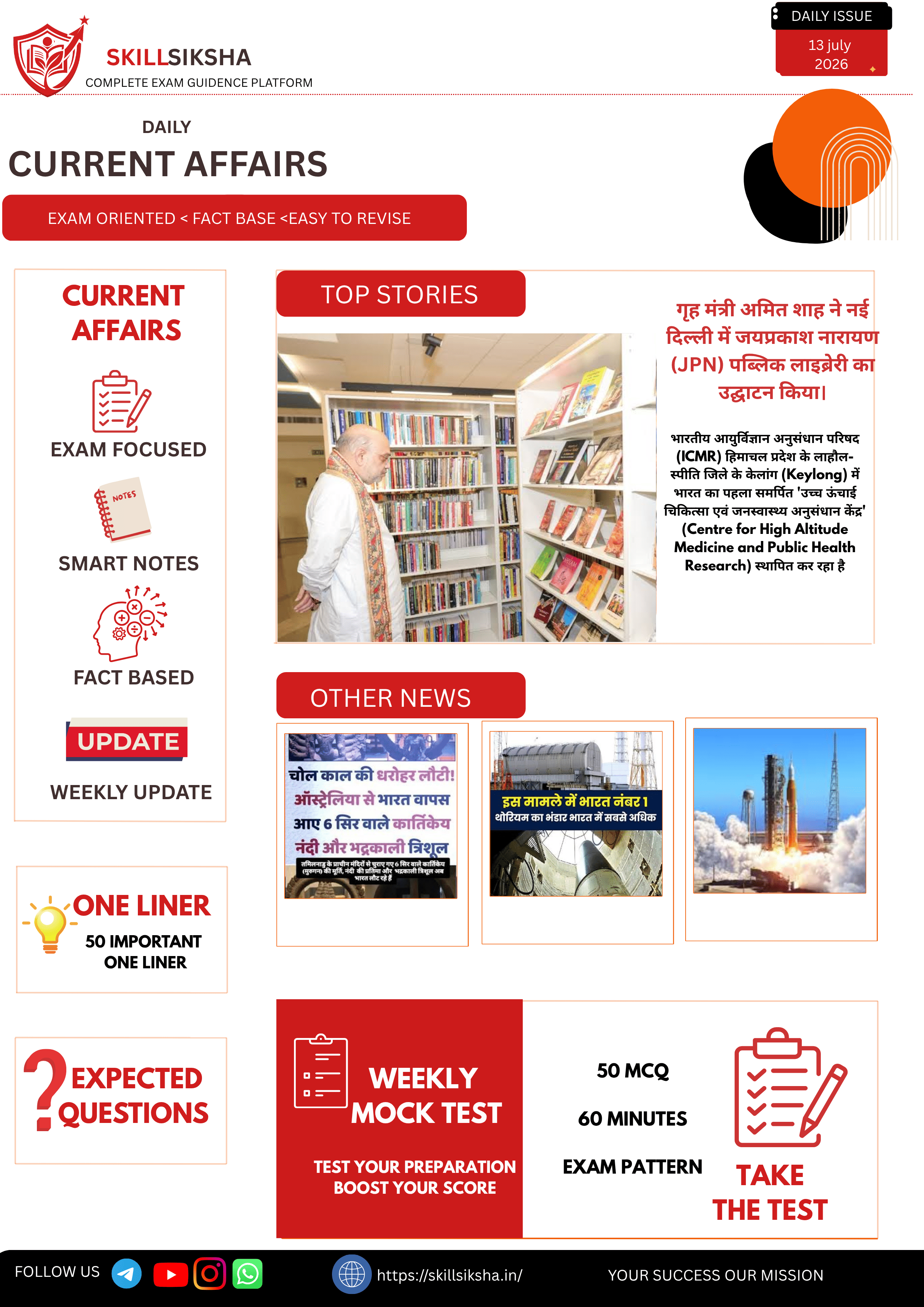 13 july current affairs daily magazine